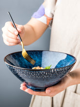 Starry Thread Bowl Ceramic Ramen Bowl Large Soup Bowl Household Hat Bowl Salad Bowl European Tableware Open Bowl
